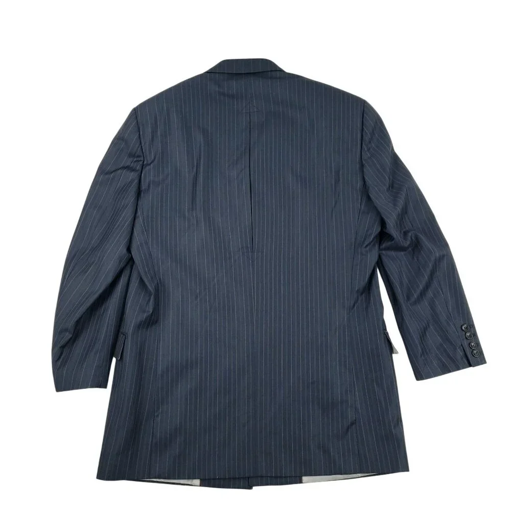 Steve Harvey Collection 2 Piece Suit Men's 42L 36x30 Blue Striped Wool Peak